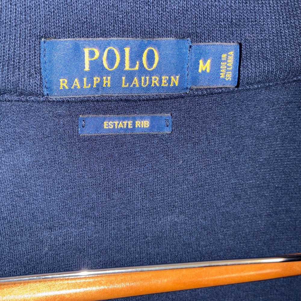 Polo Ralph Lauren Estate Rib Cardigan Sweater Men's M Navy Shawl Collar Preppy - Picture 2 of 7